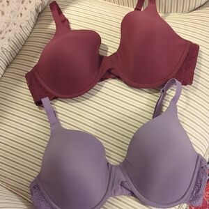 Reitmans Women's Lace Trim Bras - Plum and Lavender
